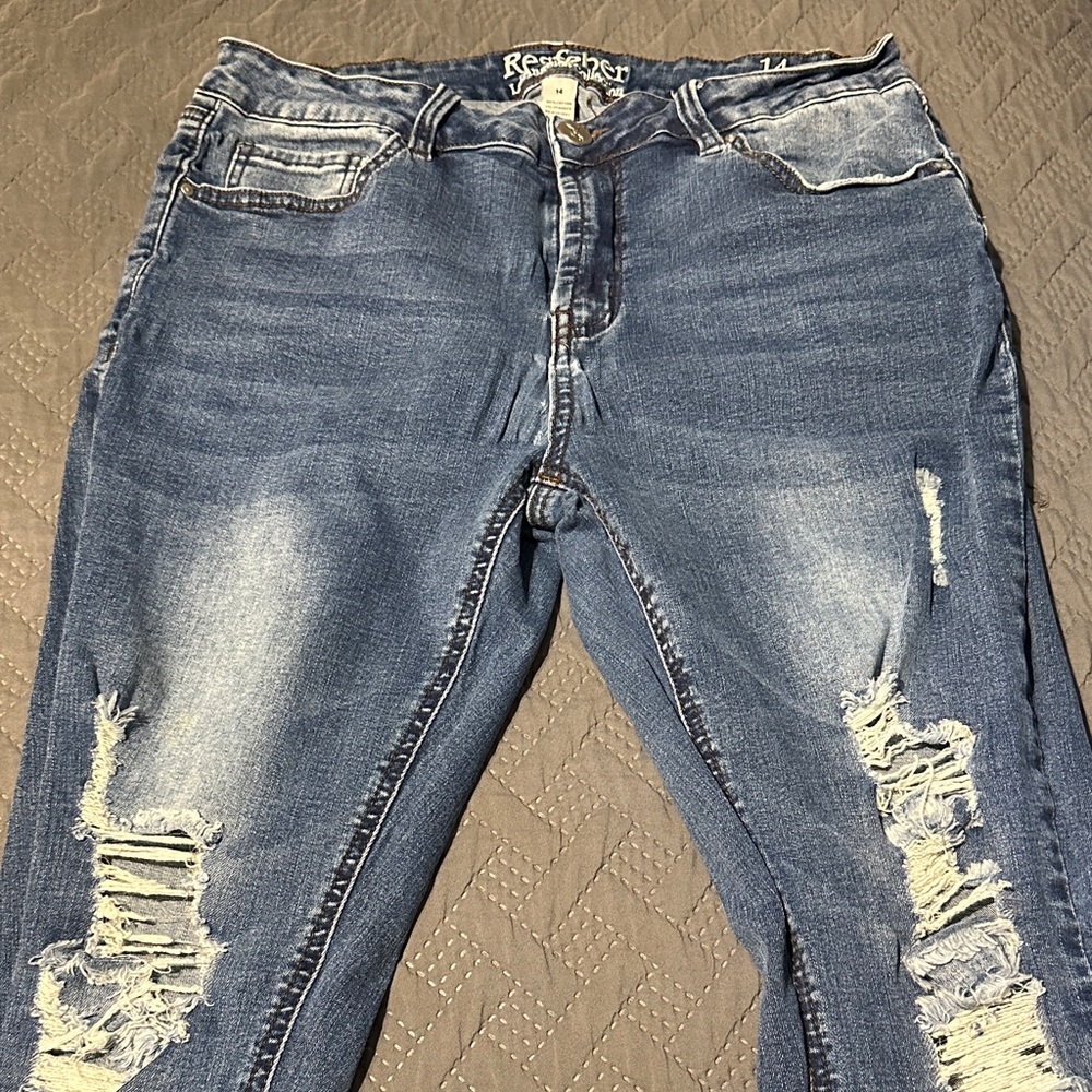 Rewash Women's Distressed Blue Skinny Jeans